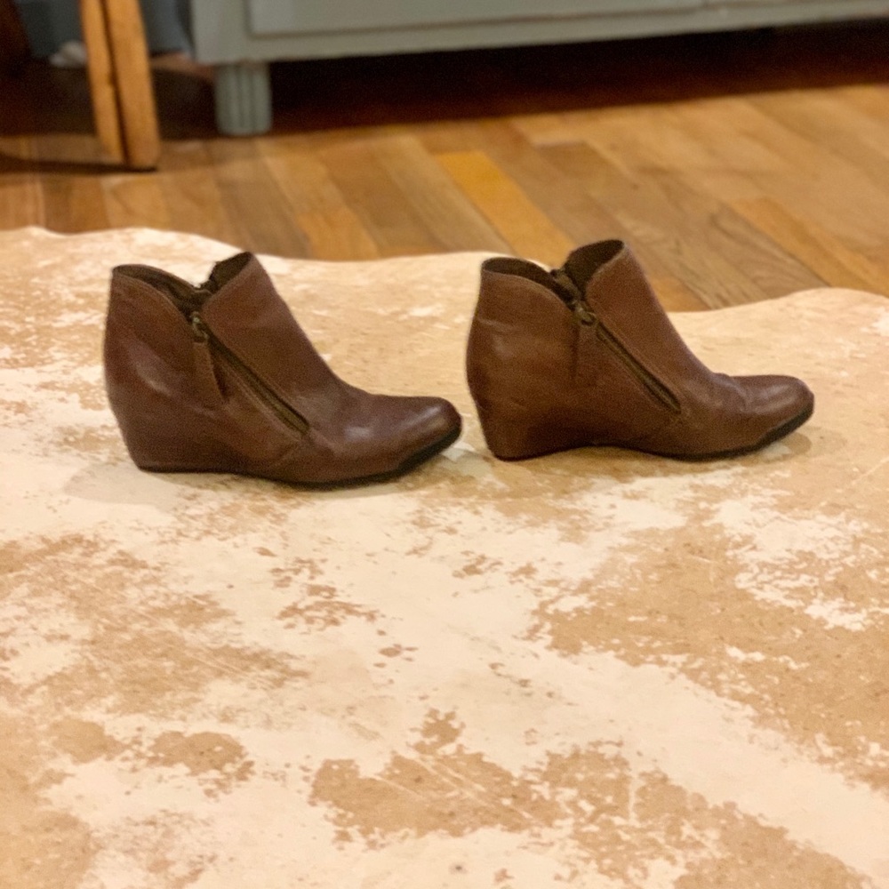 🥾Brown leather double zip boots size 36/ size 6